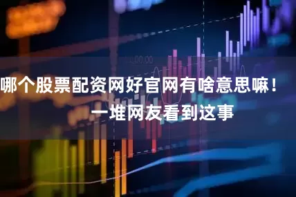 哪个股票配资网好官网有啥意思嘛！        一堆网友看到这事